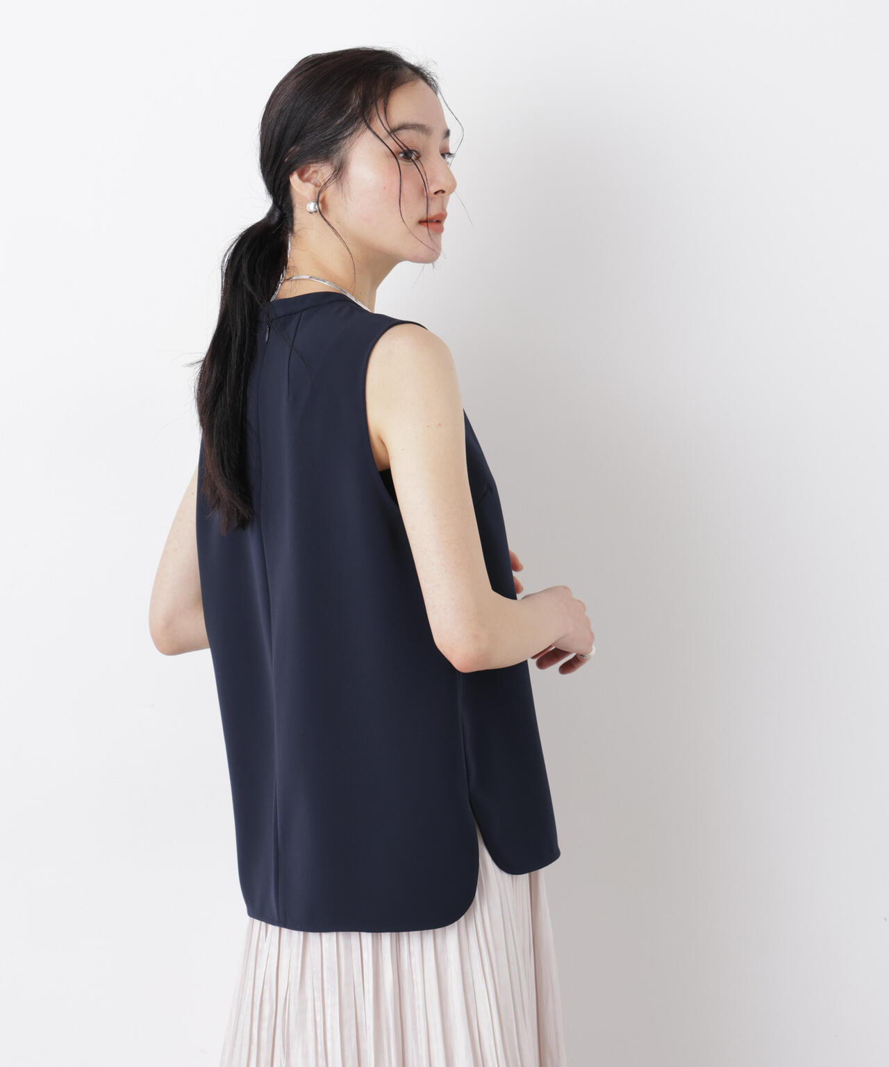 DressT/スタンドカラーノースリーブブラウス 6696121303