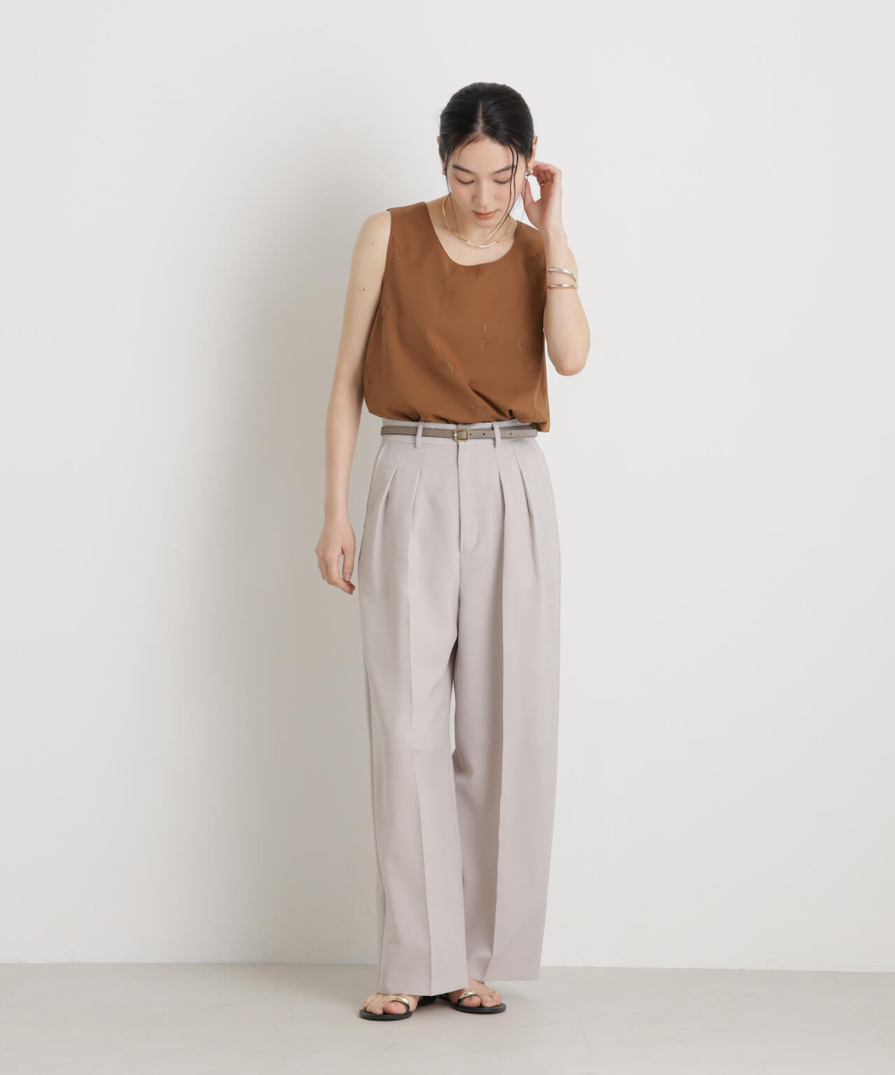 刺繍ツイルタンクブラウス(セットアップ可) 6696121306