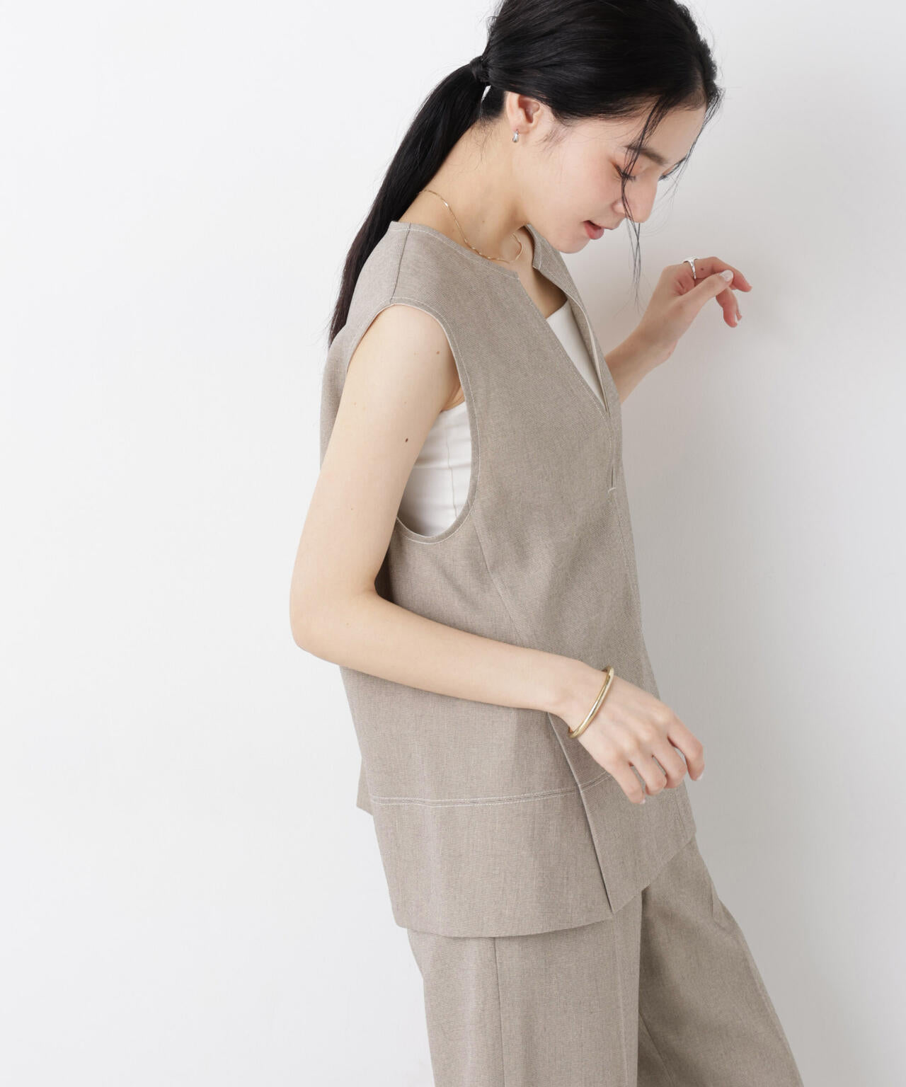 バーズアイキーネックベスト(セットアップ可) 6696121311