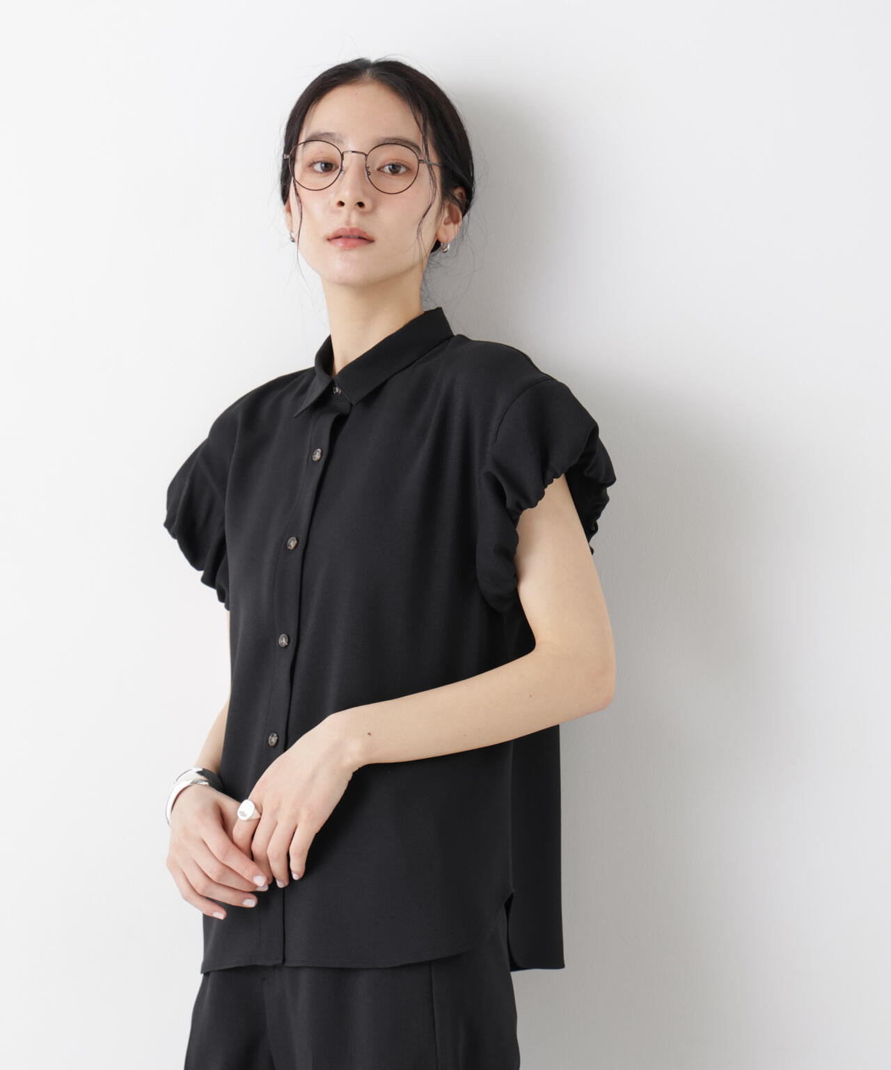 バーズアイギャザーボリュームスリーブブラウス(セットアップ可) 6696121312