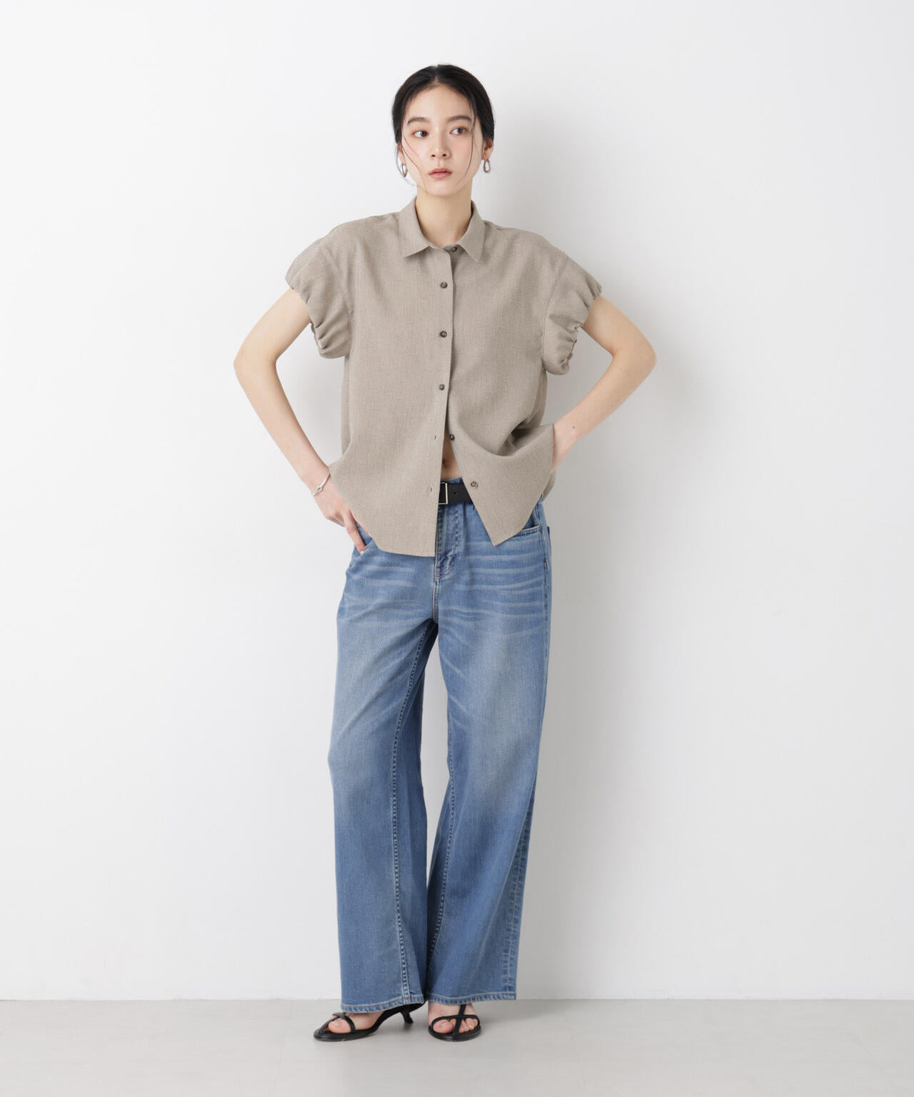 バーズアイギャザーボリュームスリーブブラウス(セットアップ可) 6696121312