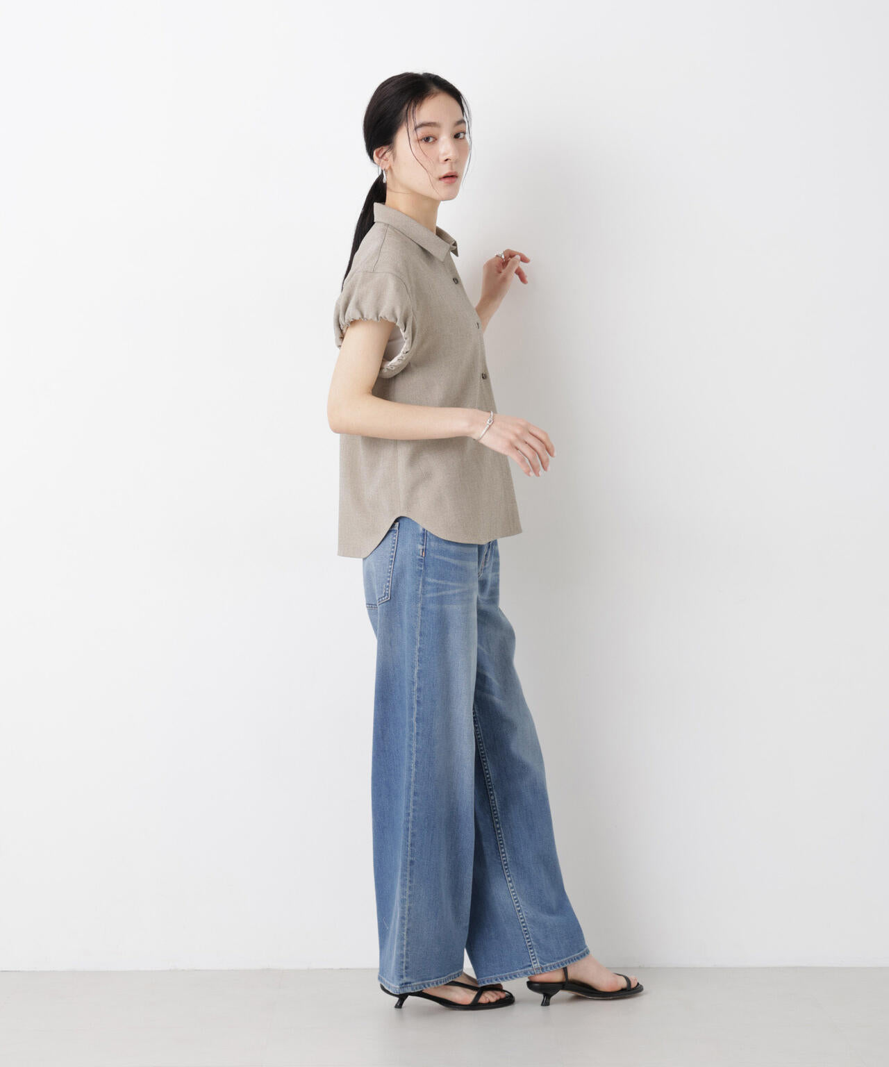 バーズアイギャザーボリュームスリーブブラウス(セットアップ可) 6696121312