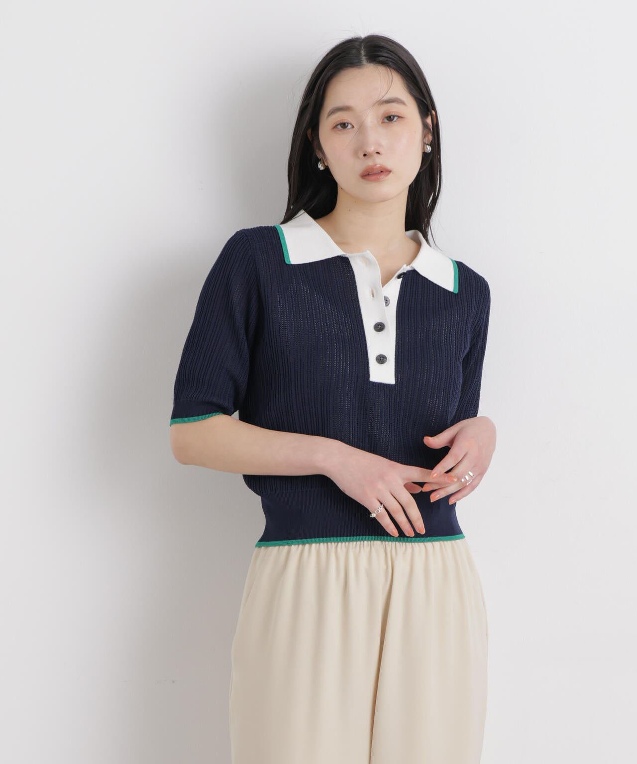 フレームラインアイレットポロニット 6696122314