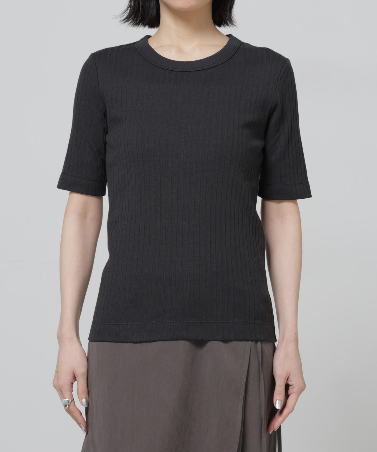 Anti Soaked(R) 汗染み防止クルーネックリブTシャツ 6696124304