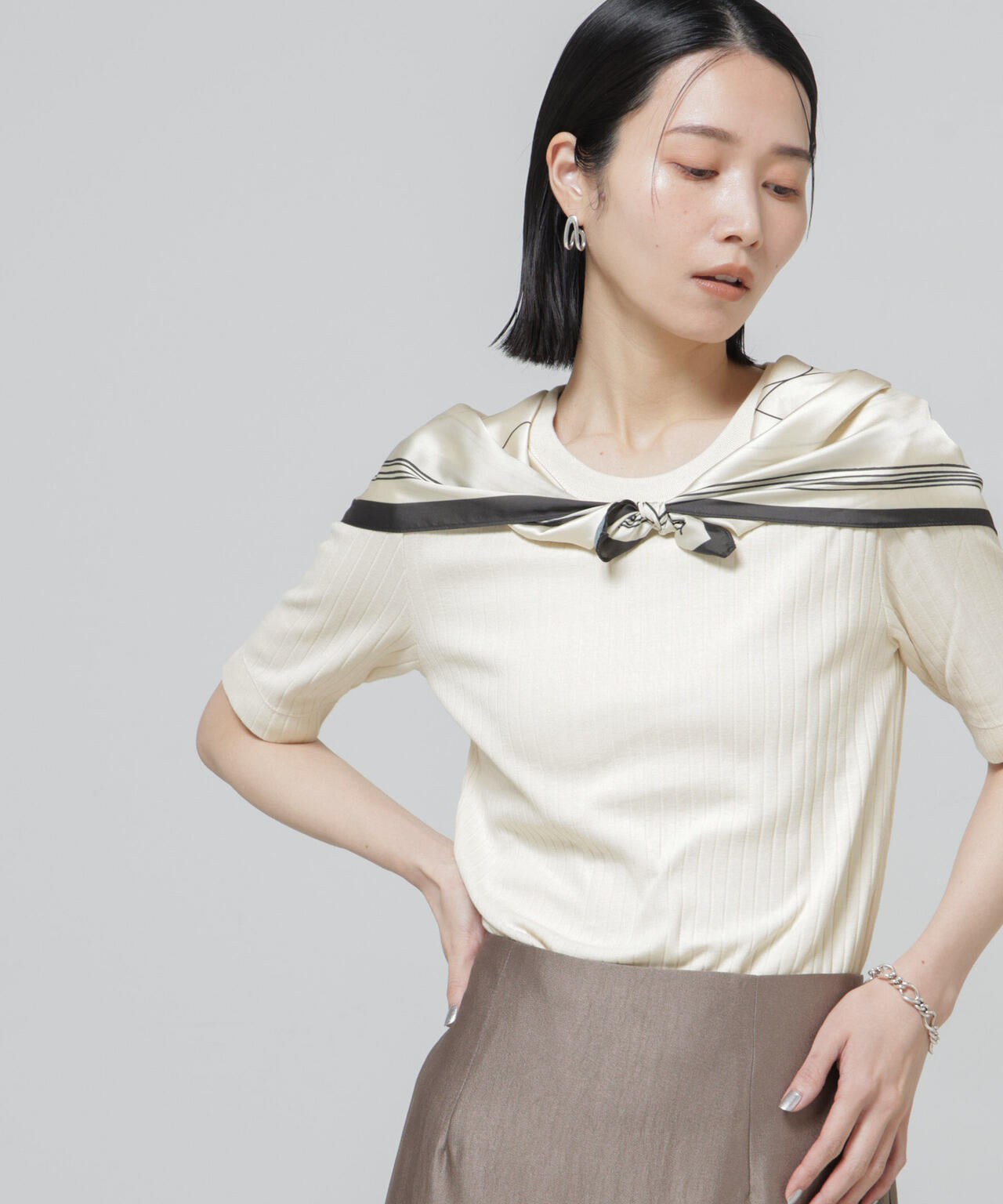 Anti Soaked(R) 汗染み防止クルーネックリブTシャツ 6696124304