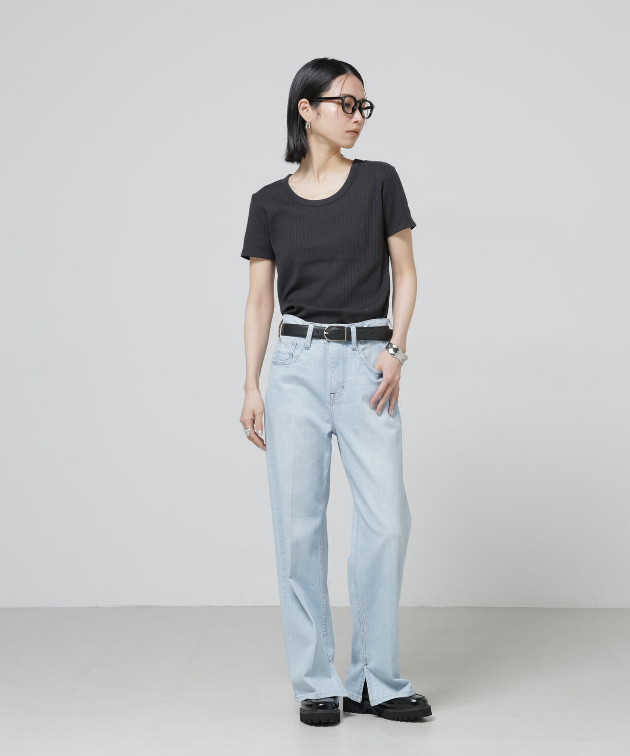 Anti Soaked(R) 汗染み防止コンパクトリブTシャツ 6696124305