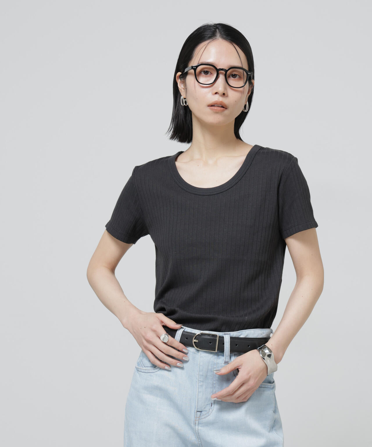 Anti Soaked(R) 汗染み防止コンパクトリブTシャツ 6696124305