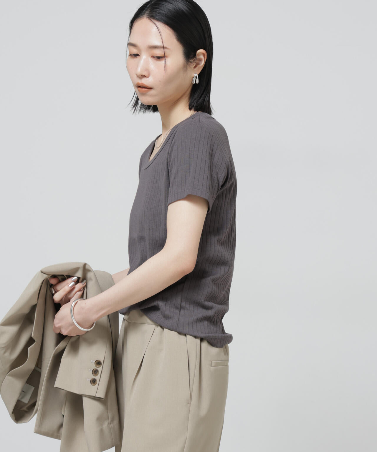 Anti Soaked(R) 汗染み防止コンパクトリブTシャツ 6696124305