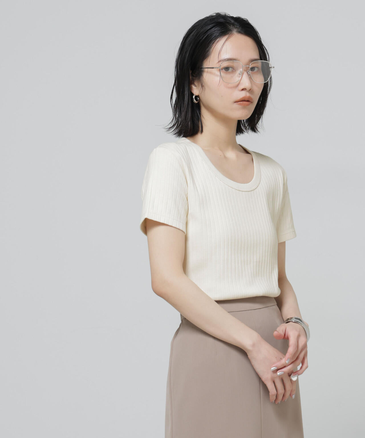 Anti Soaked(R) 汗染み防止コンパクトリブTシャツ 6696124305