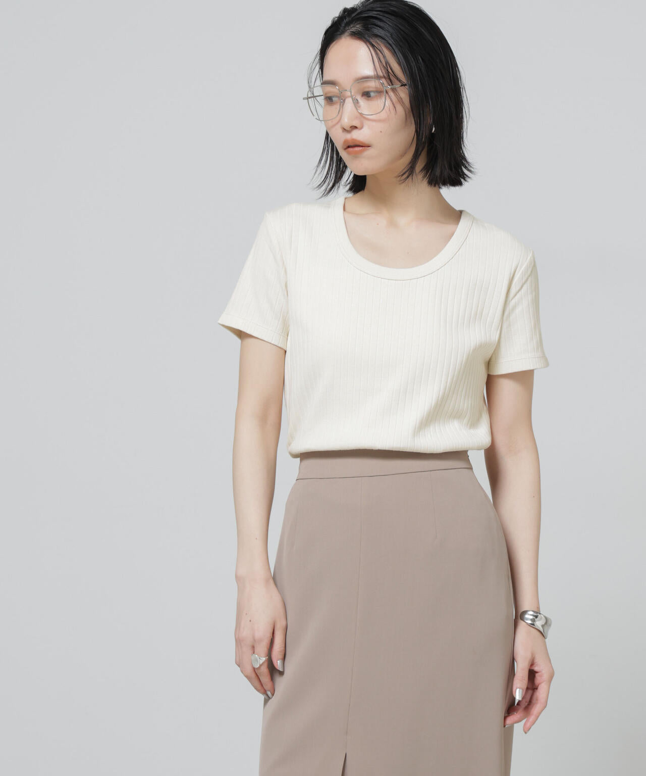 Anti Soaked(R) 汗染み防止コンパクトリブTシャツ 6696124305