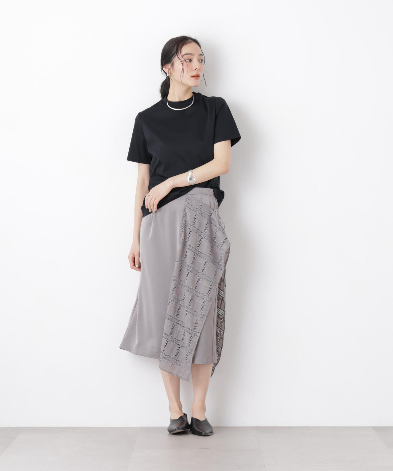 DressT/シルケットスムースモックネックTシャツ 6696124309