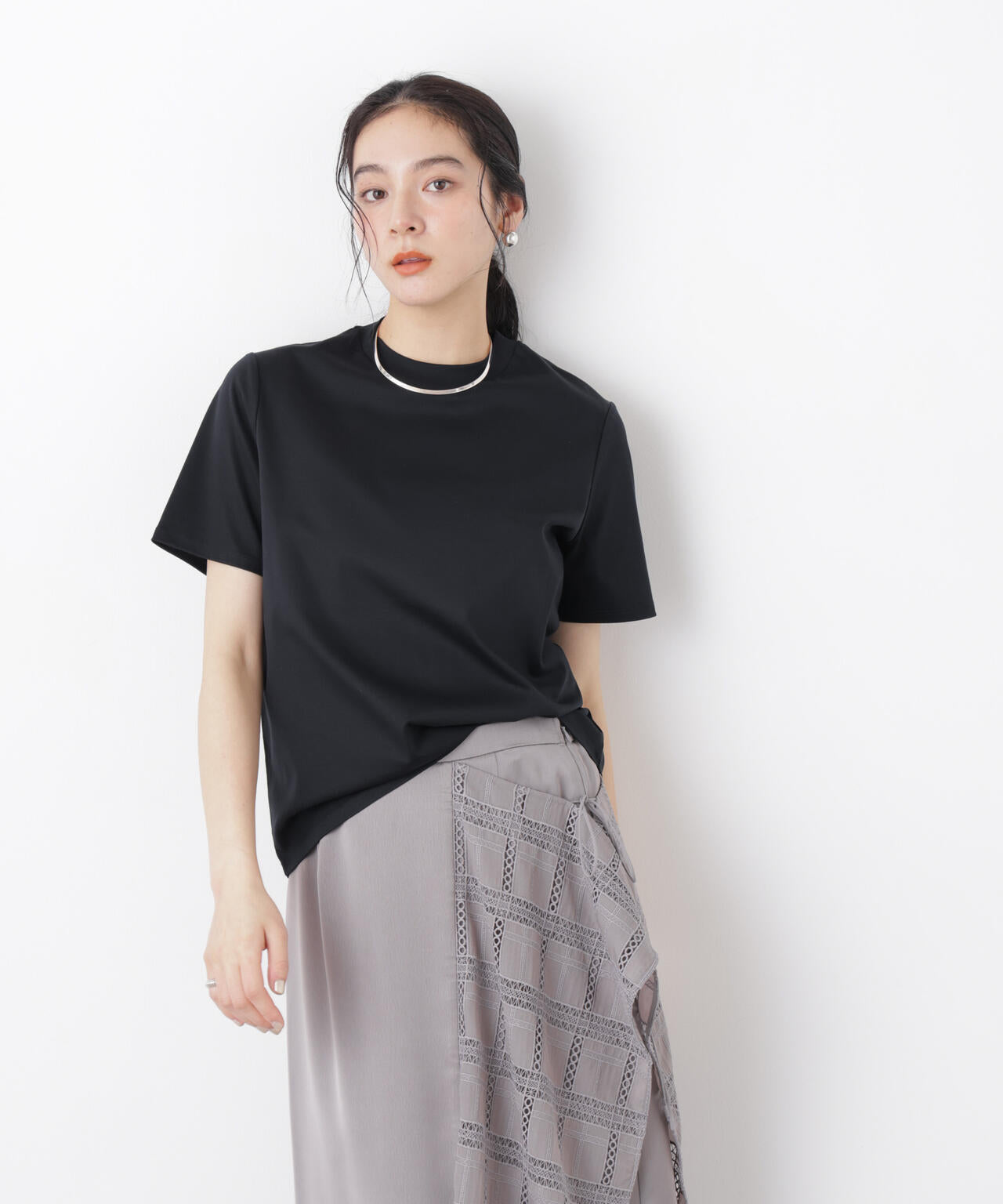 DressT/シルケットスムースモックネックTシャツ 6696124309