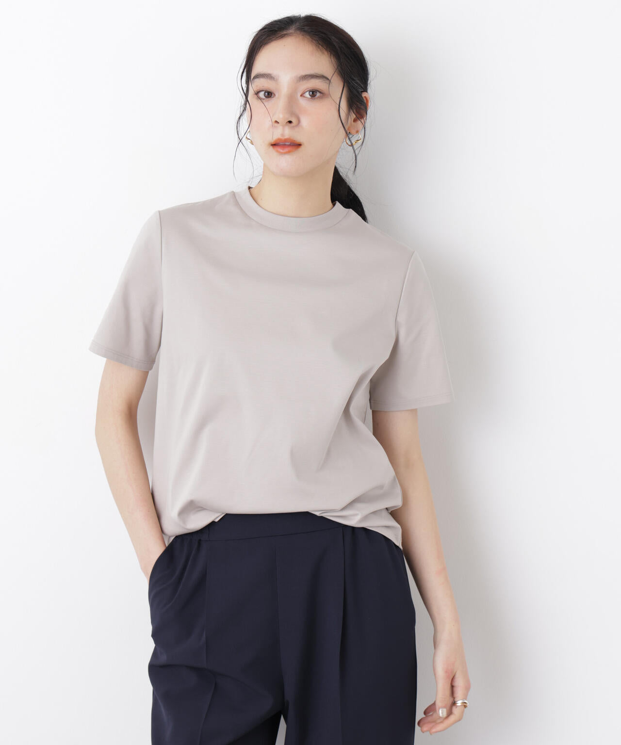 DressT/シルケットスムースモックネックTシャツ 6696124309