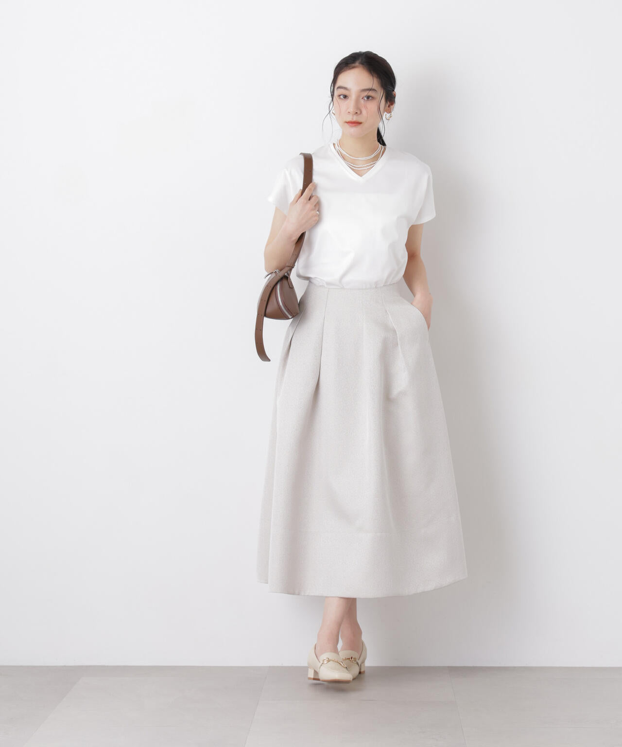 DressT/シルケットスムースVネックソフトドルマンTシャツ 6696124310