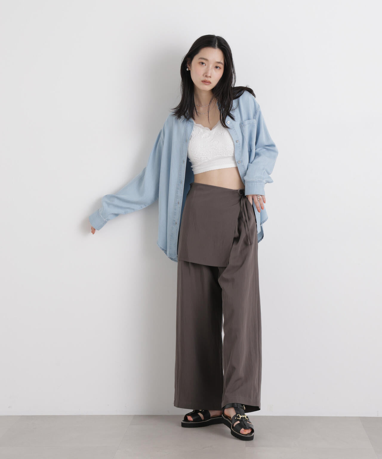 レースジャガードカップ取り外しクロップドキャミソール 6696124315