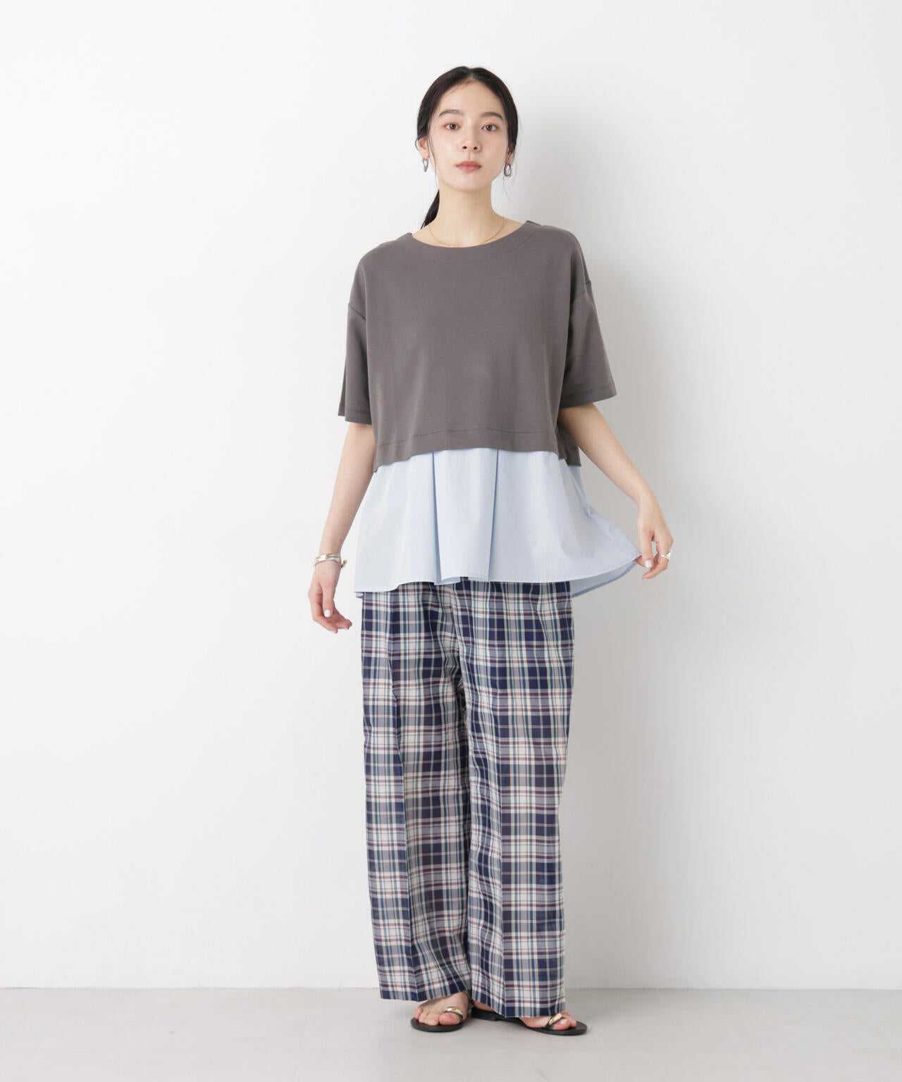 異素材ペプラムカットソー 6696124328