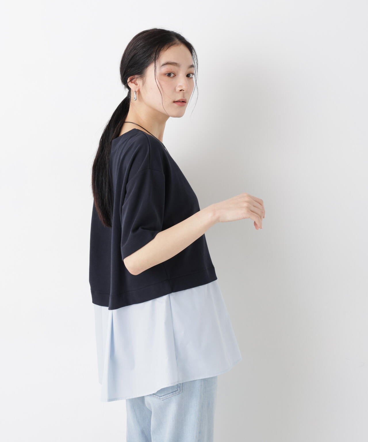 異素材ペプラムカットソー 6696124328