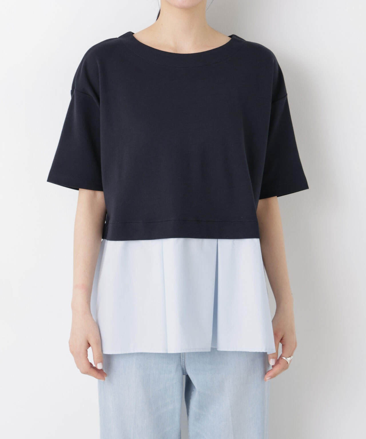 異素材ペプラムカットソー 6696124328