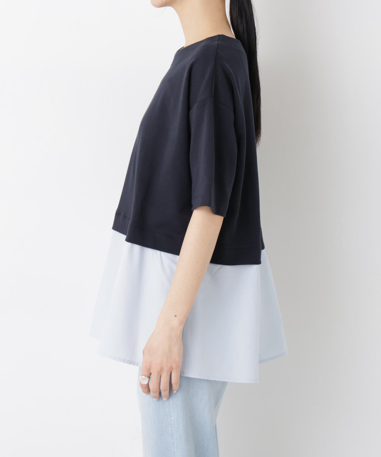 異素材ペプラムカットソー 6696124328