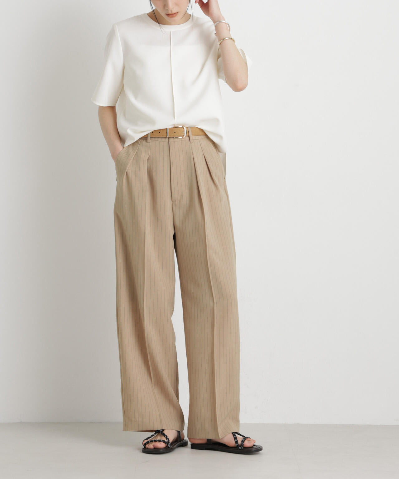 メランジドライ 2タックワイドパンツ(セットアップ可)