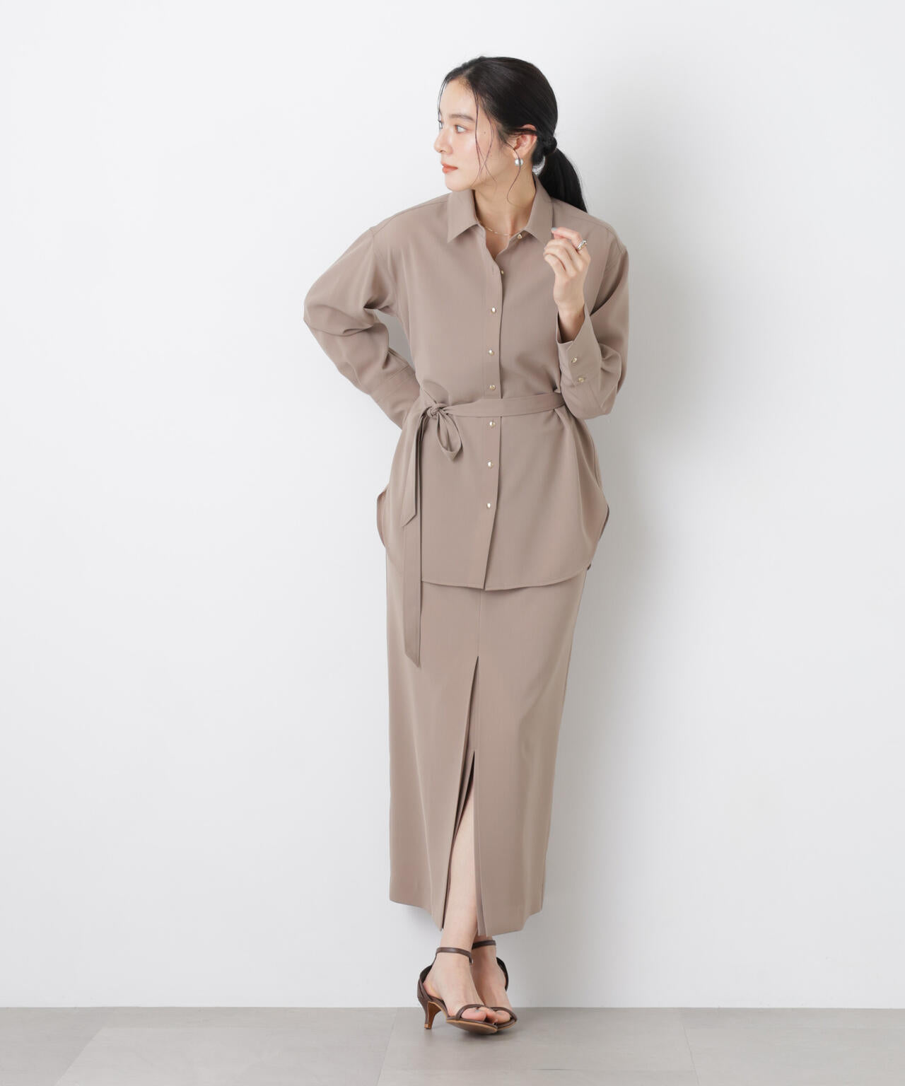 ハイツイストドライタックスリットロングスカート(セットアップ可) 6696130302