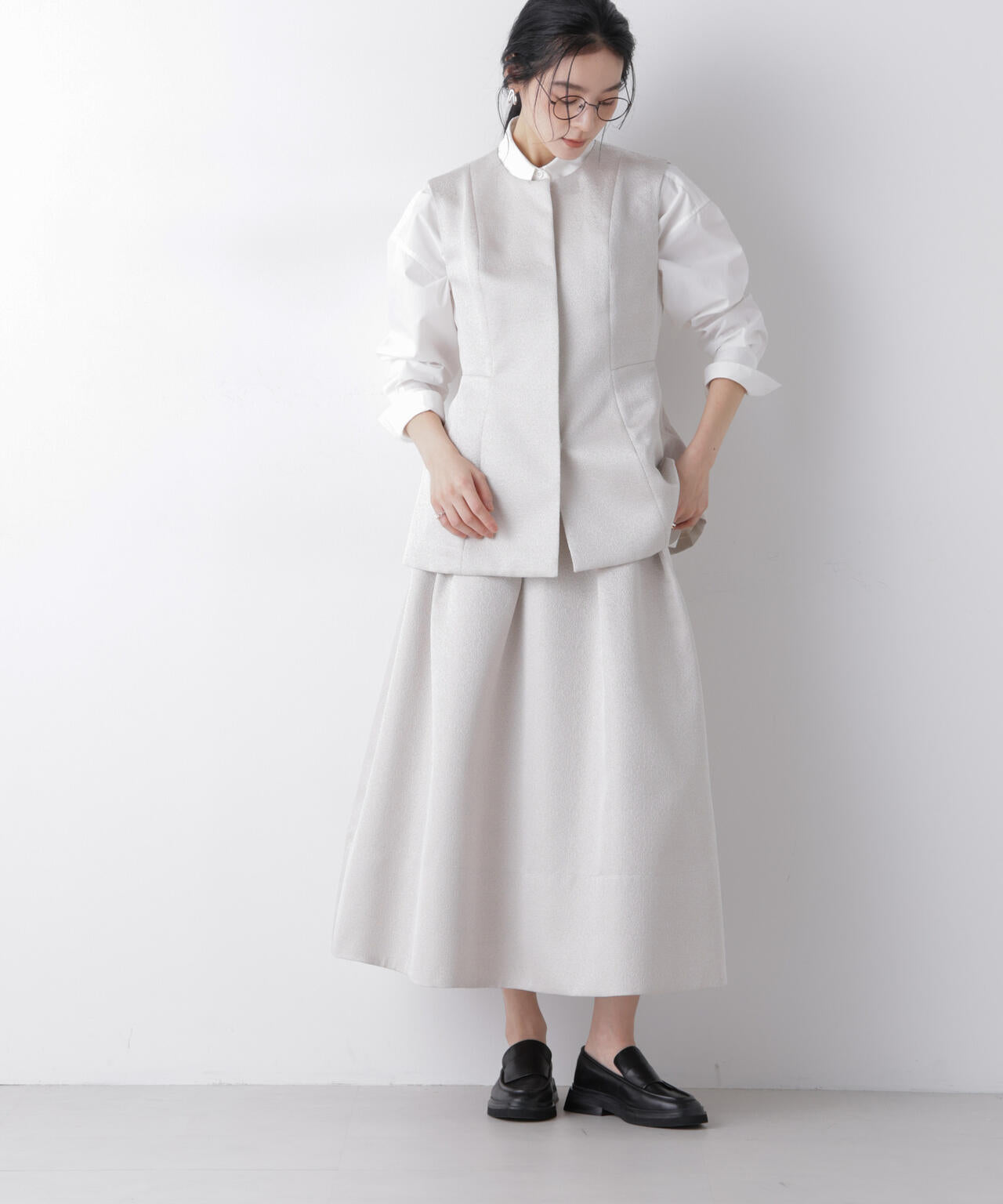 ジャガードボリュームタックスカート(セットアップ可) 6696130303