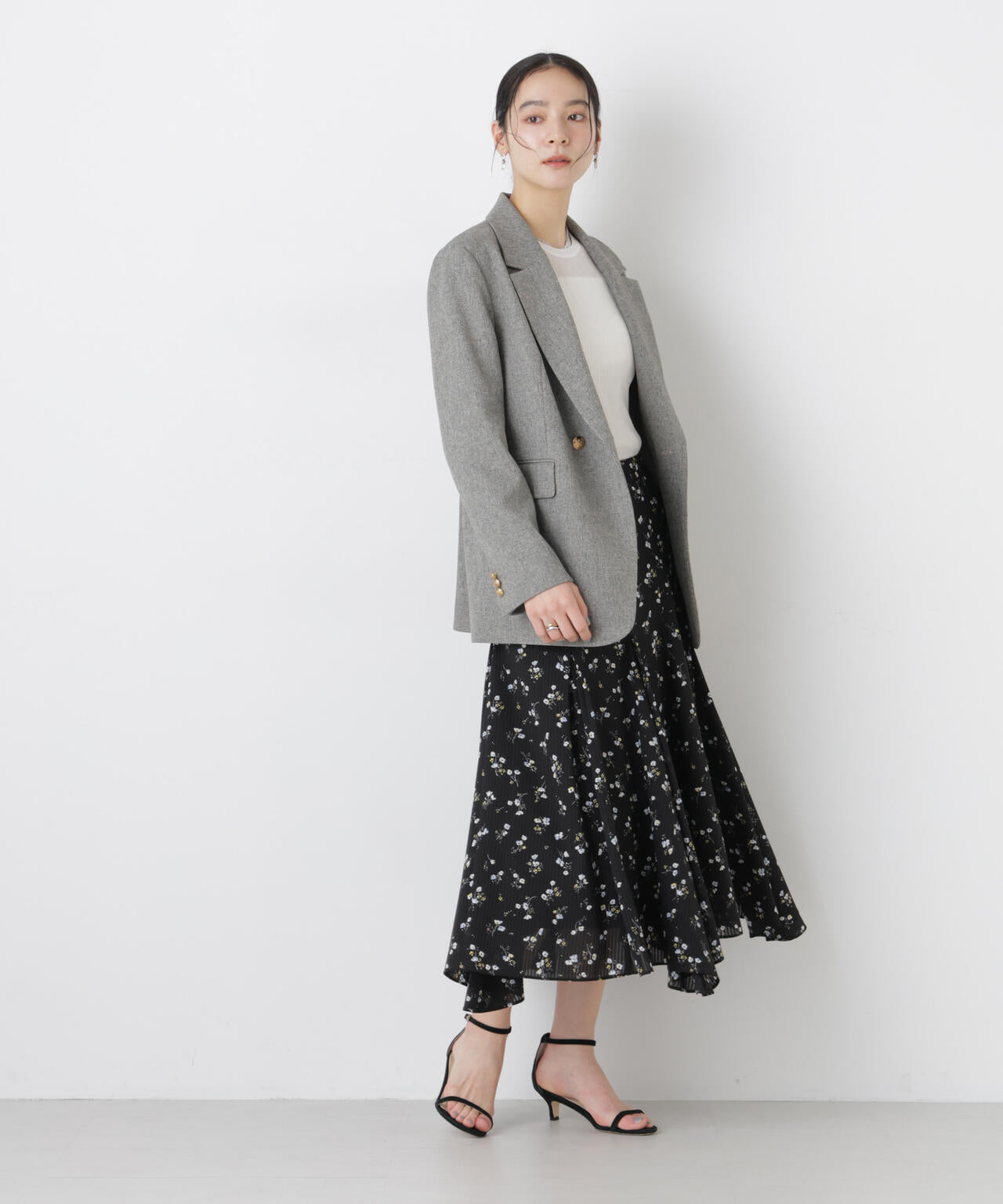 フラワープリントイレヘムタックフレアスカート(セットアップ可) 6696130305