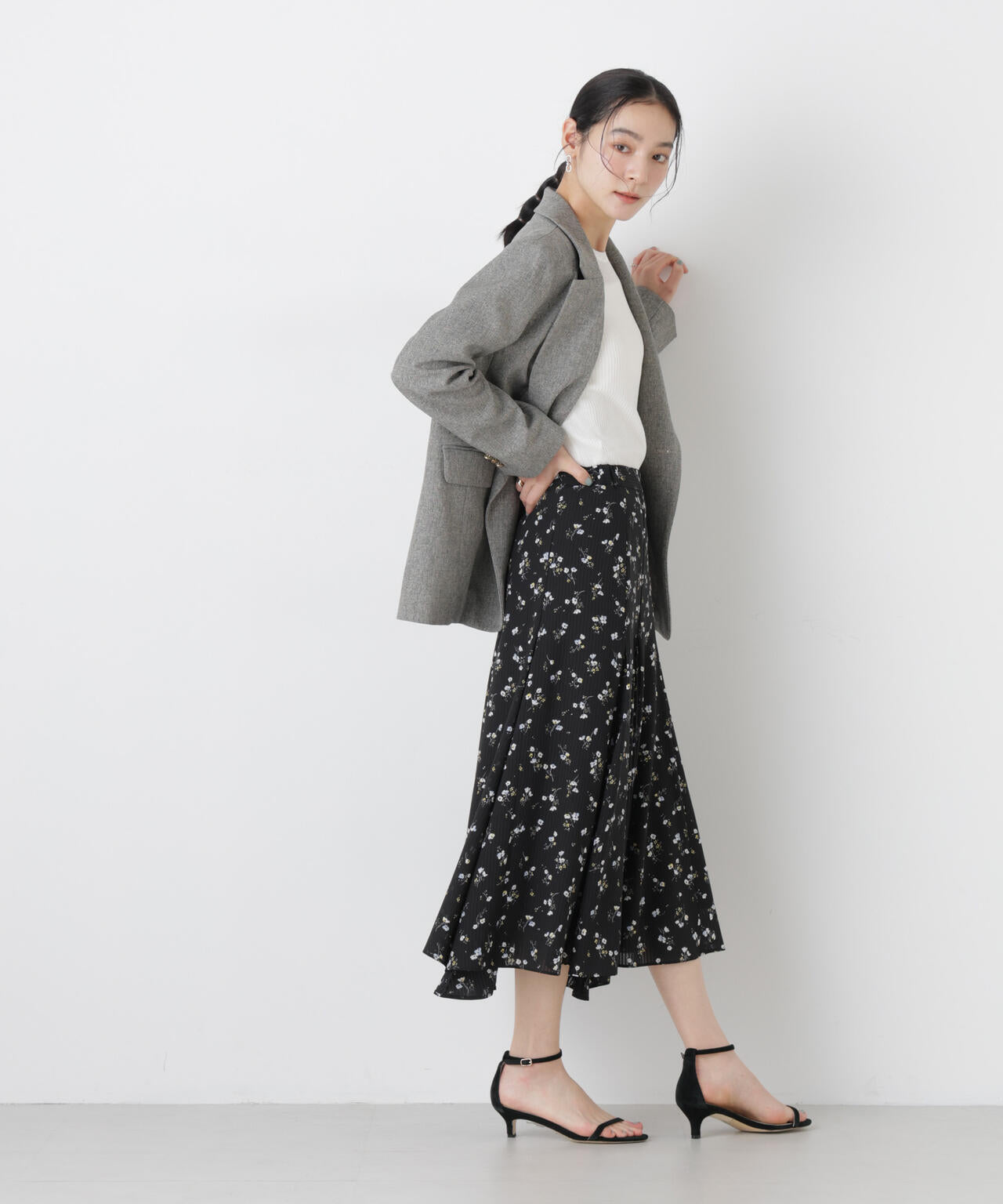フラワープリントイレヘムタックフレアスカート(セットアップ可) 6696130305