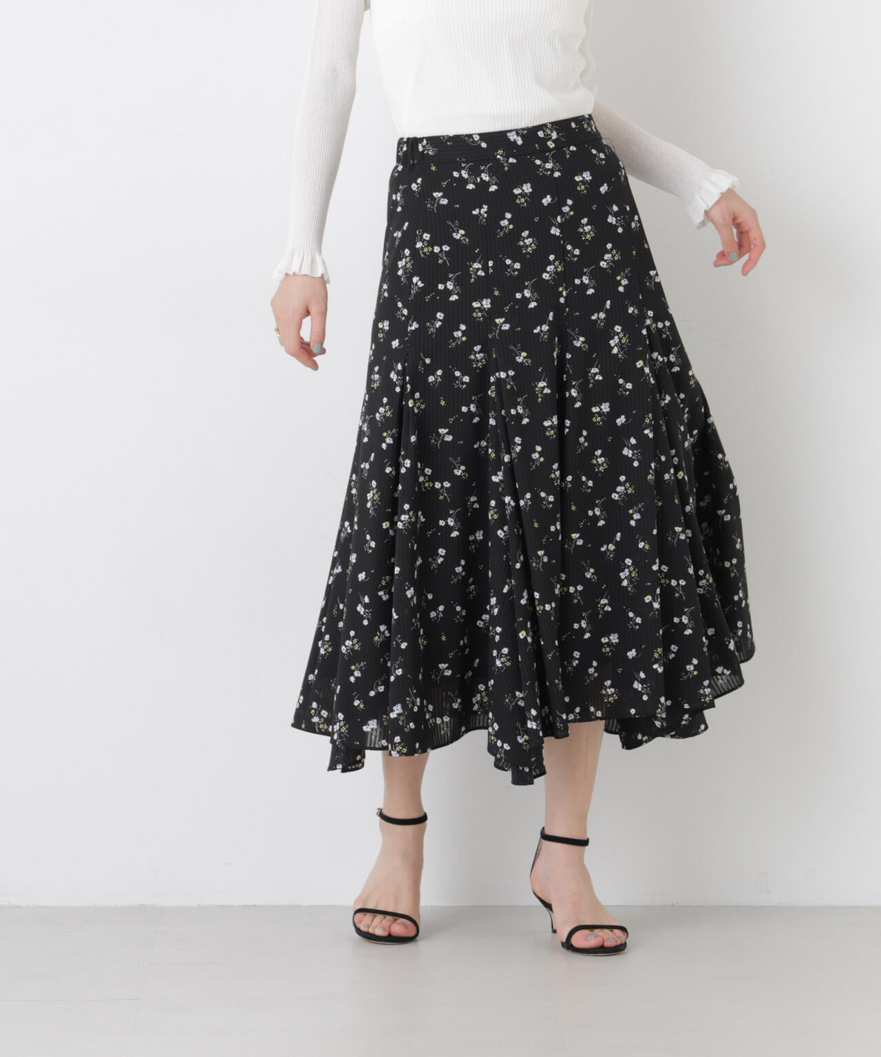 フラワープリントイレヘムタックフレアスカート(セットアップ可) 6696130305