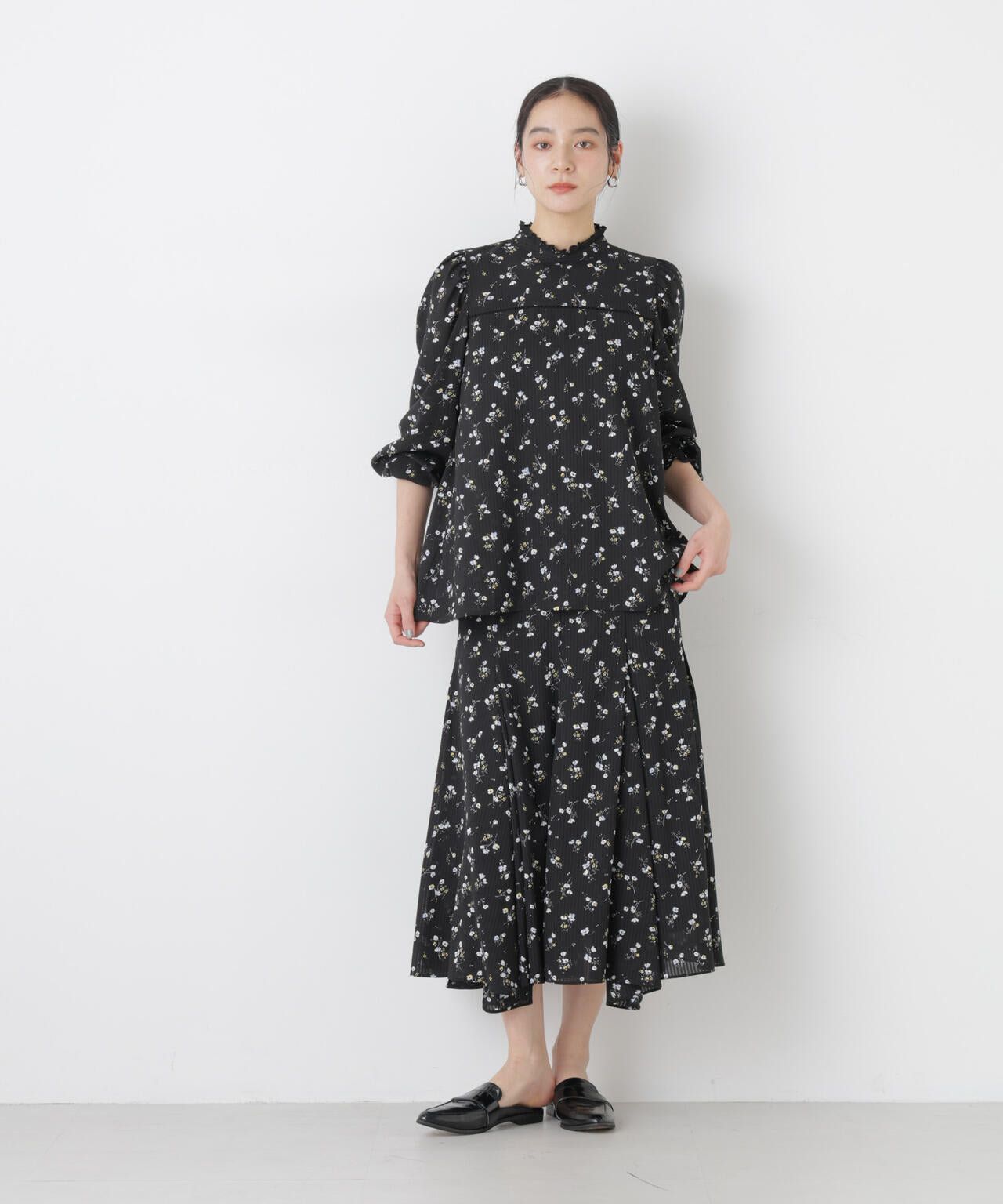 フラワープリントイレヘムタックフレアスカート(セットアップ可) 6696130305
