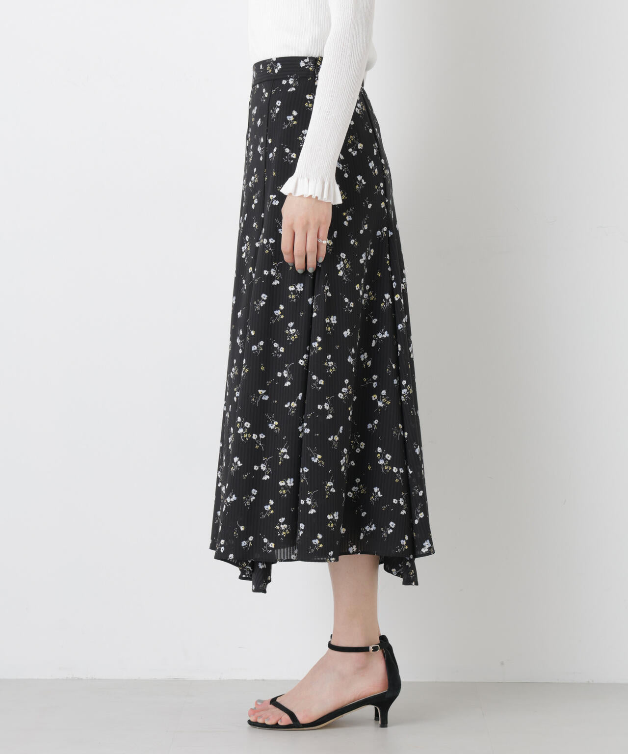 フラワープリントイレヘムタックフレアスカート(セットアップ可) 6696130305