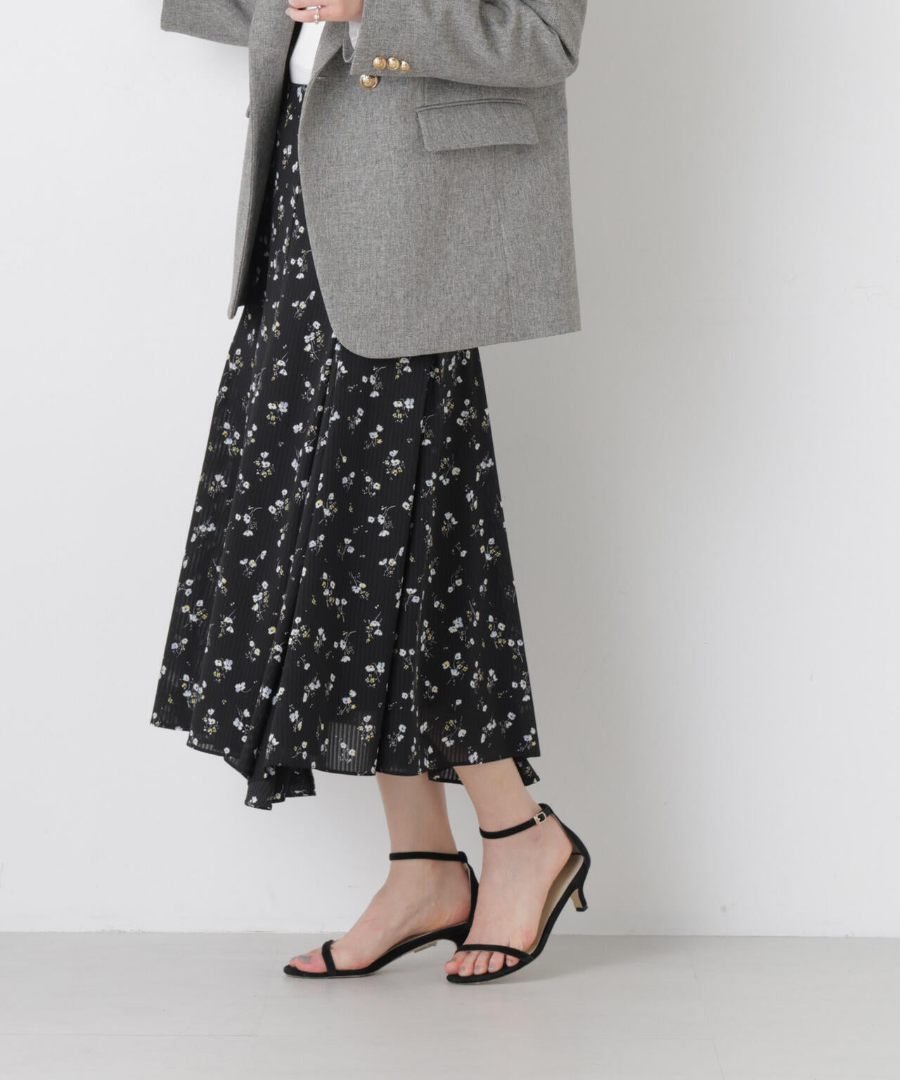 フラワープリントイレヘムタックフレアスカート(セットアップ可) 6696130305