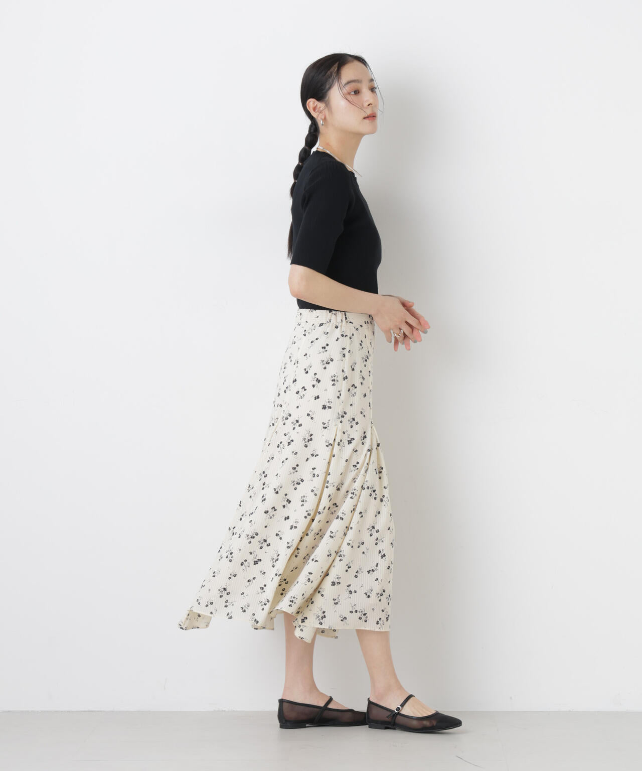 フラワープリントイレヘムタックフレアスカート(セットアップ可) 6696130305
