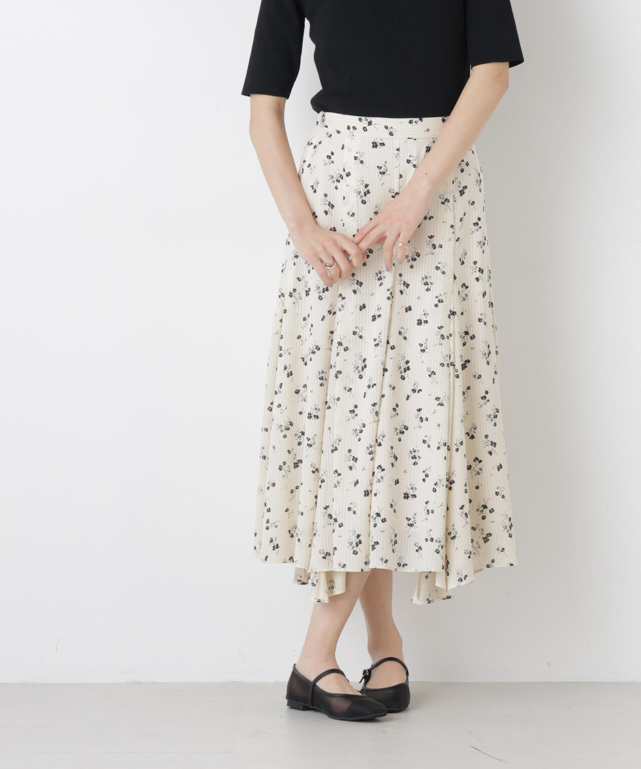 フラワープリントイレヘムタックフレアスカート(セットアップ可) 6696130305