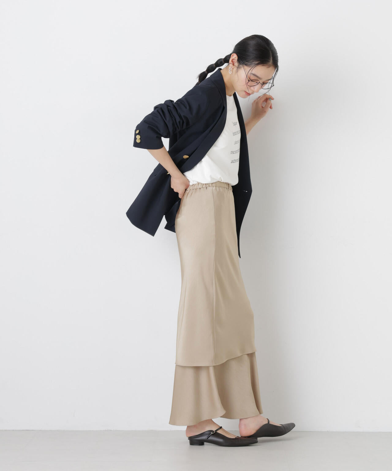 ダブルサテンレイヤードデザインスカート 6696130306