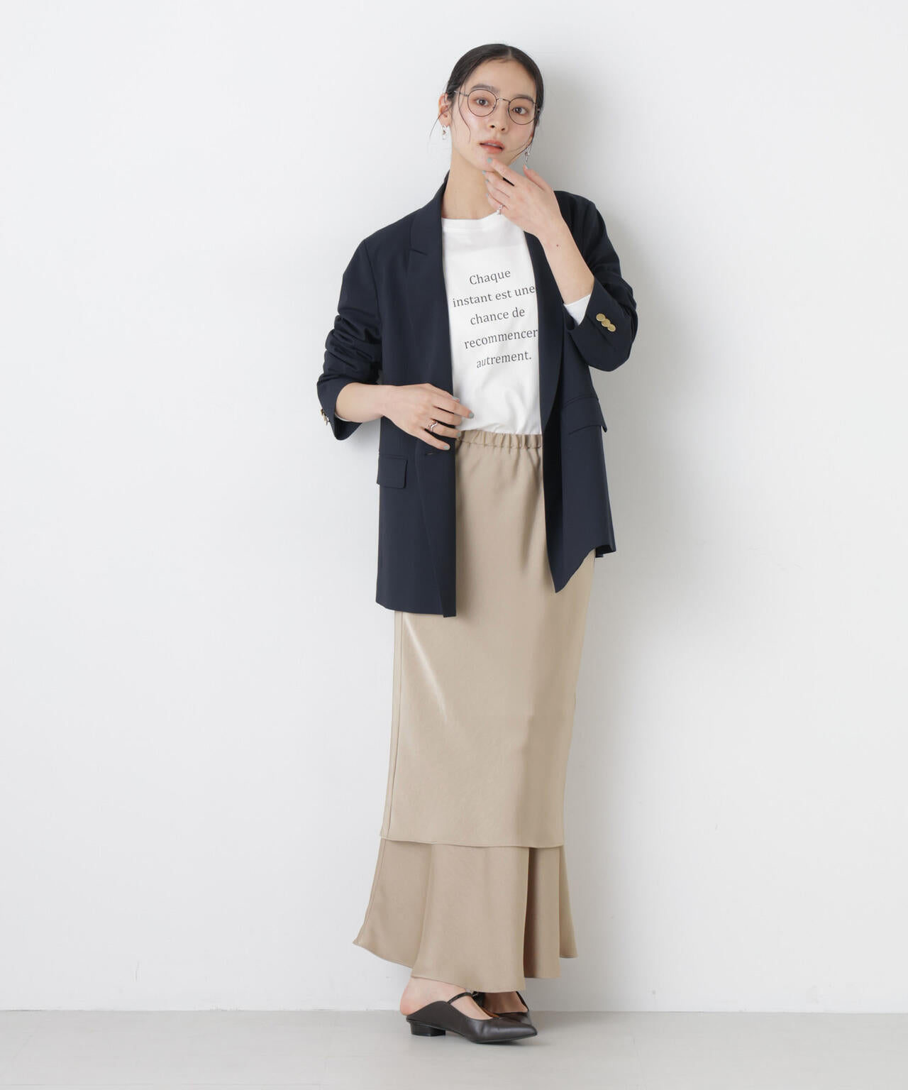 ダブルサテンレイヤードデザインスカート 6696130306