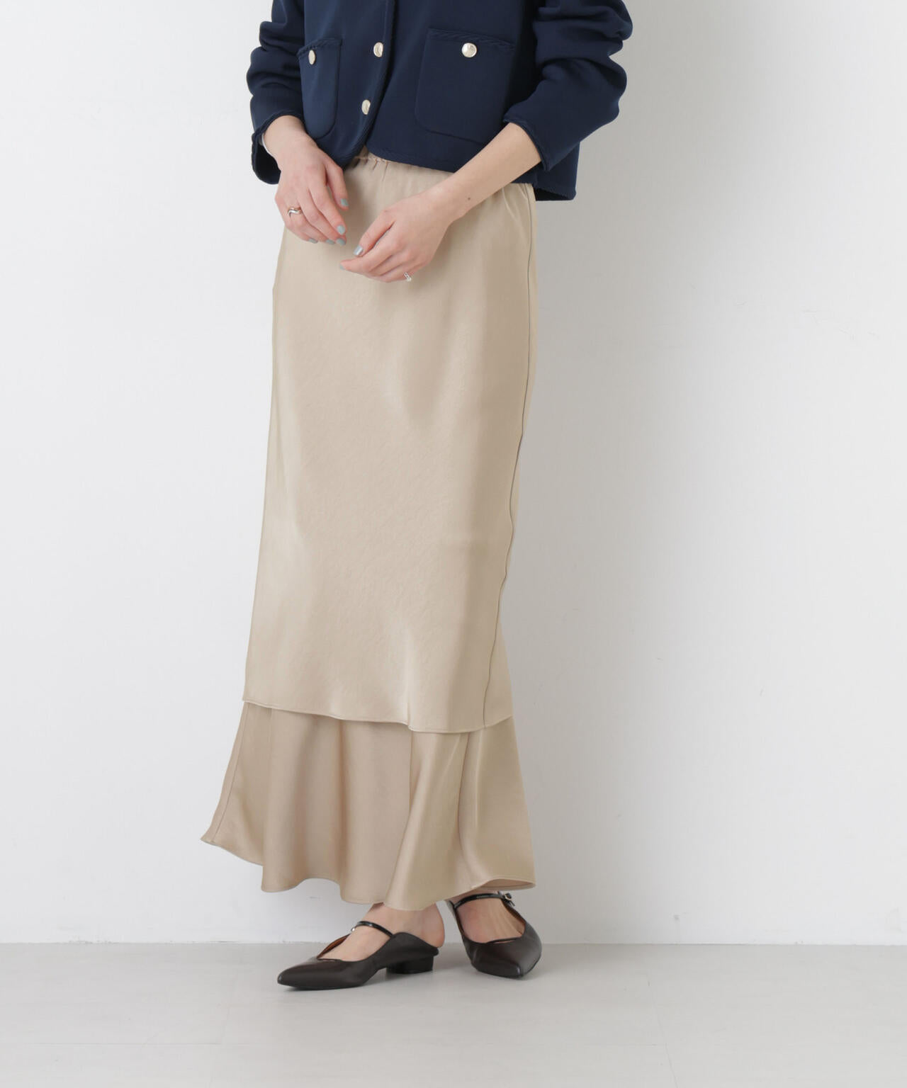 ダブルサテンレイヤードデザインスカート 6696130306