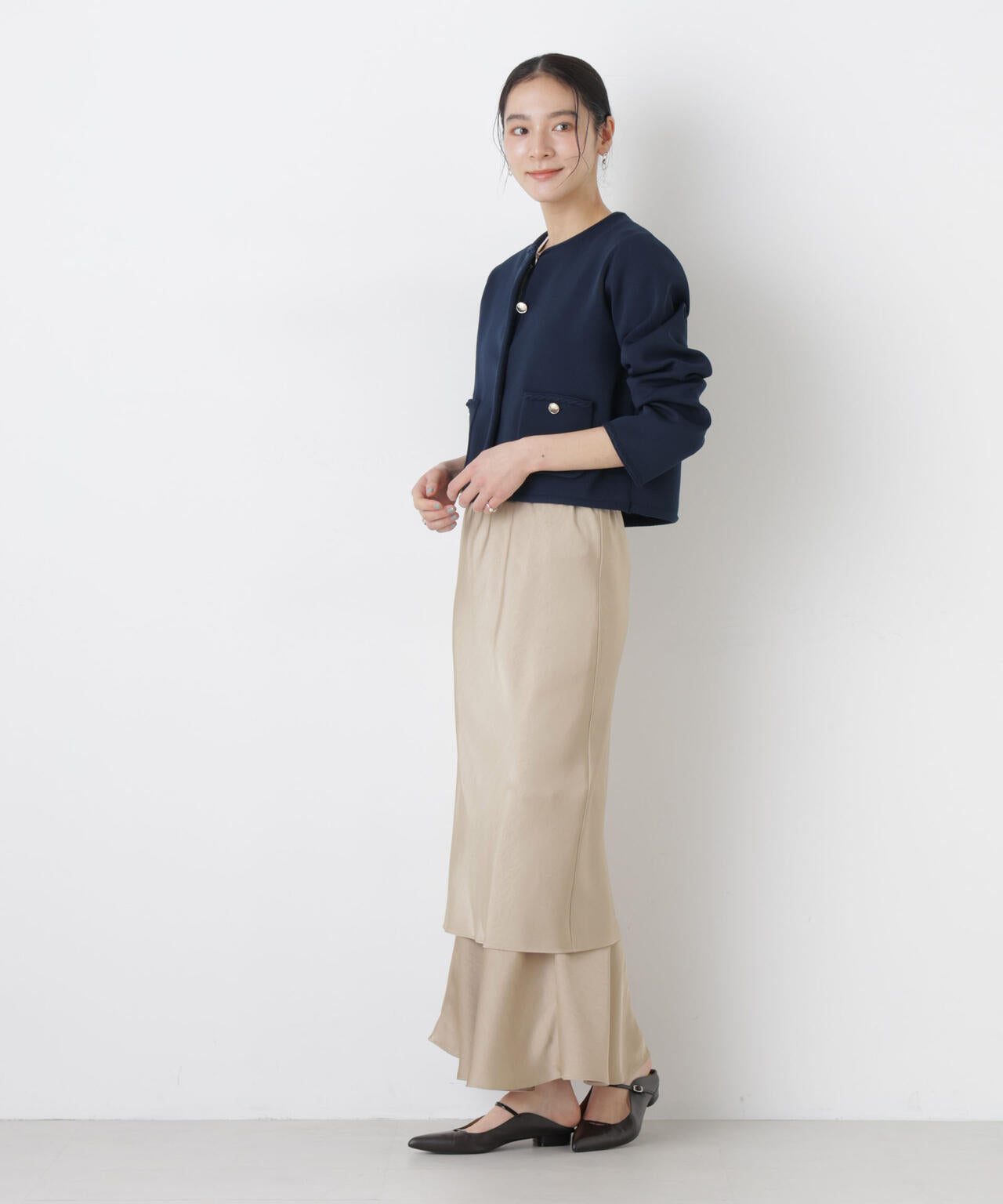 ダブルサテンレイヤードデザインスカート 6696130306