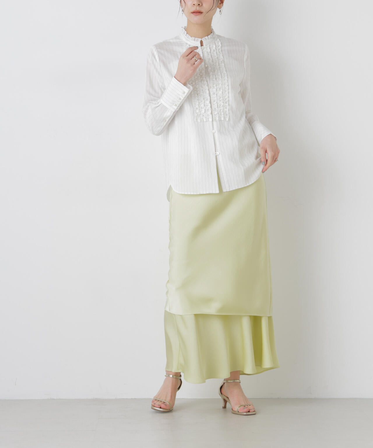 ダブルサテンレイヤードデザインスカート