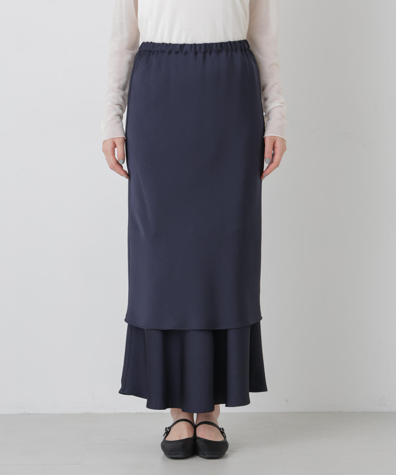 ダブルサテンレイヤードデザインスカート 6696130306