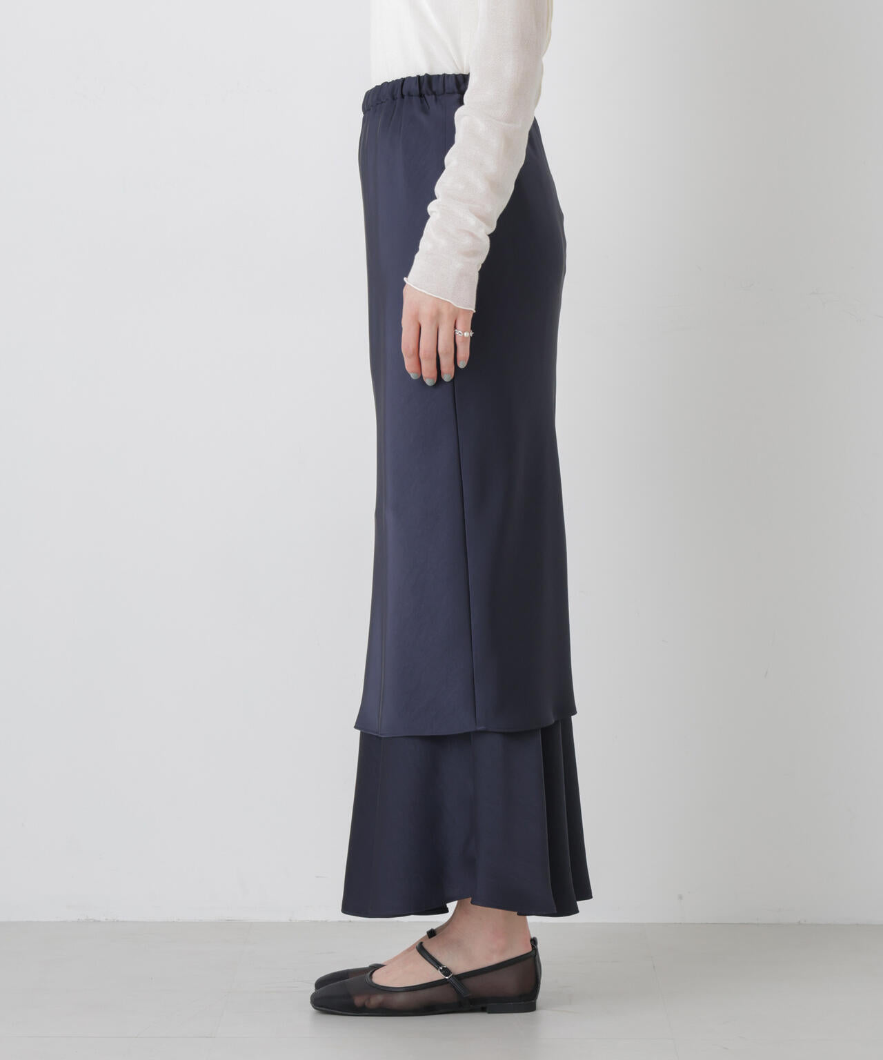 ダブルサテンレイヤードデザインスカート 6696130306