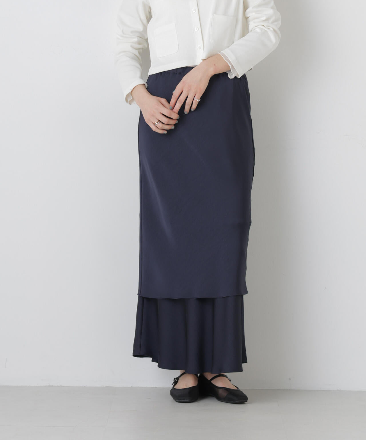 ダブルサテンレイヤードデザインスカート 6696130306