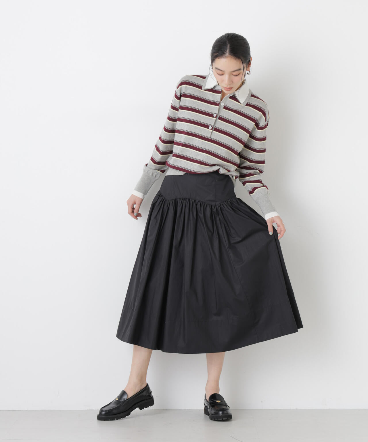 ローギャザーミディスカート 6696130307