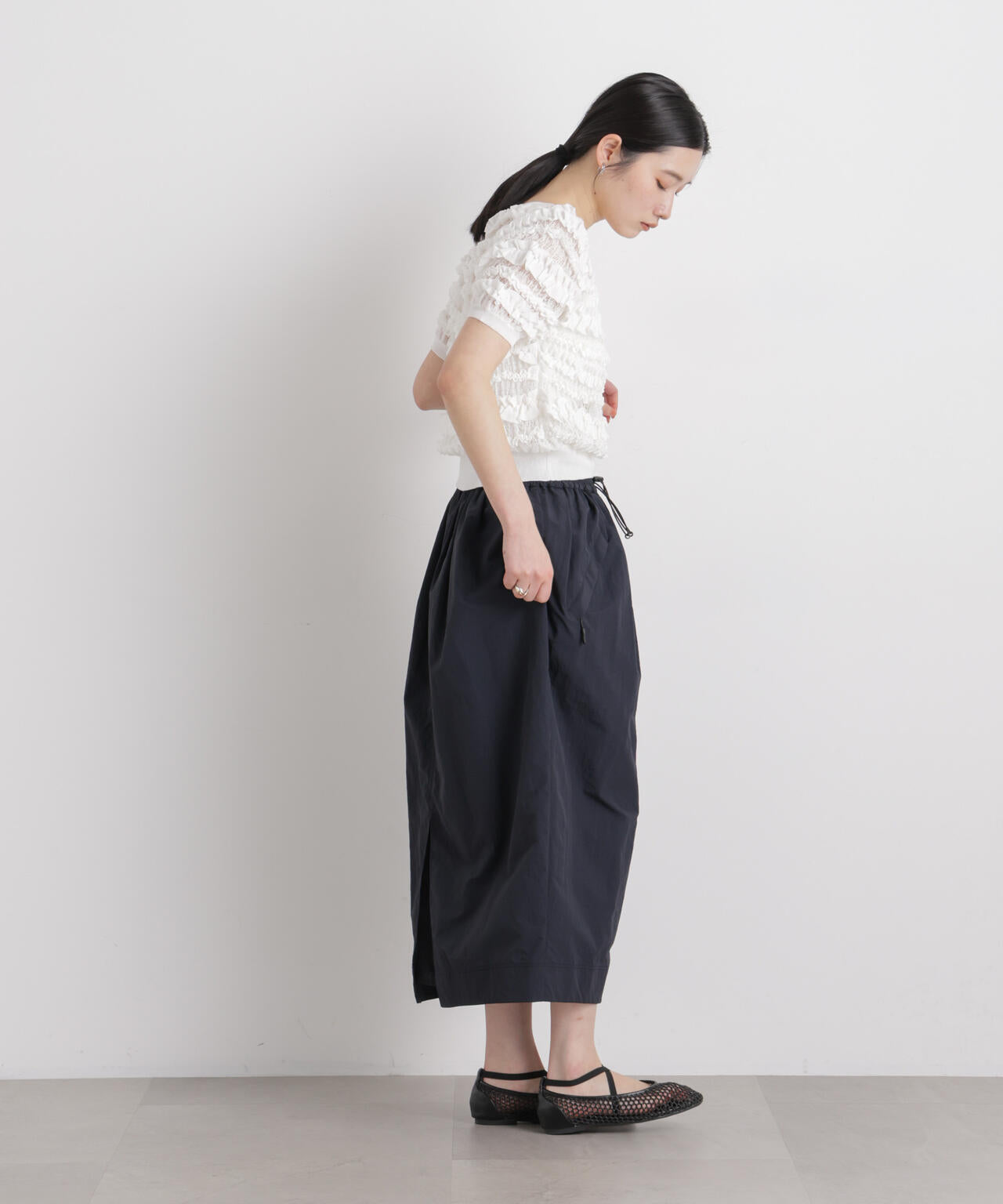 ギャザージップミディスカート 6696130309