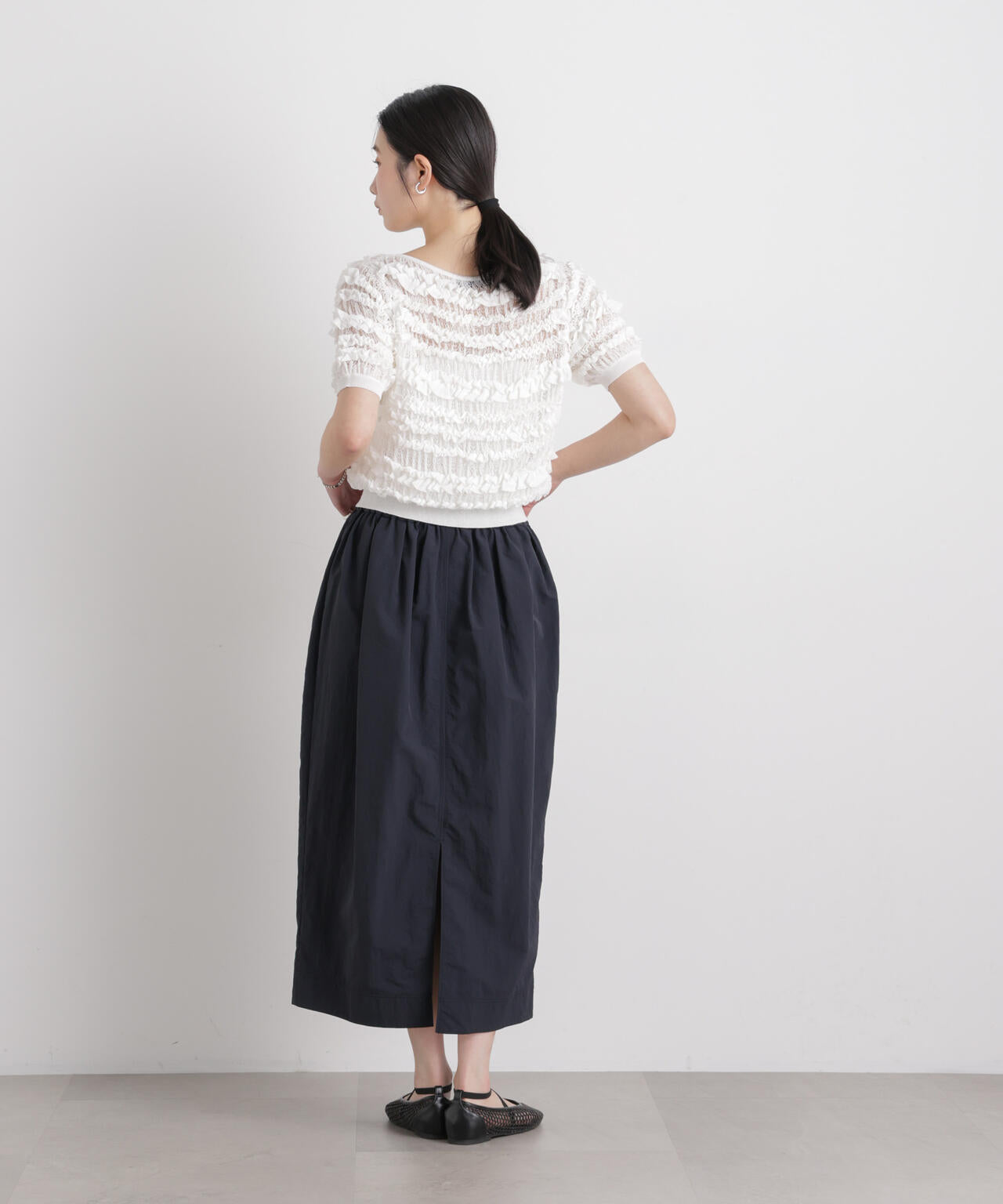 ギャザージップミディスカート 6696130309