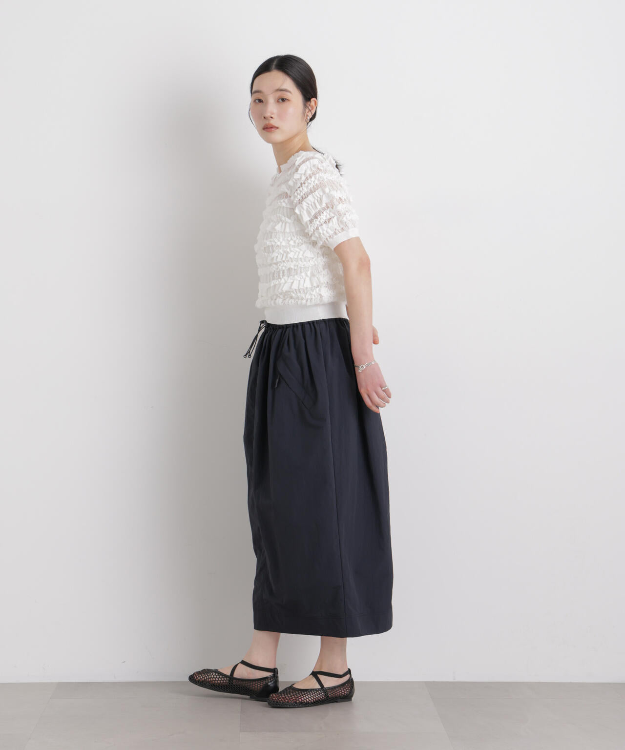 ギャザージップミディスカート 6696130309