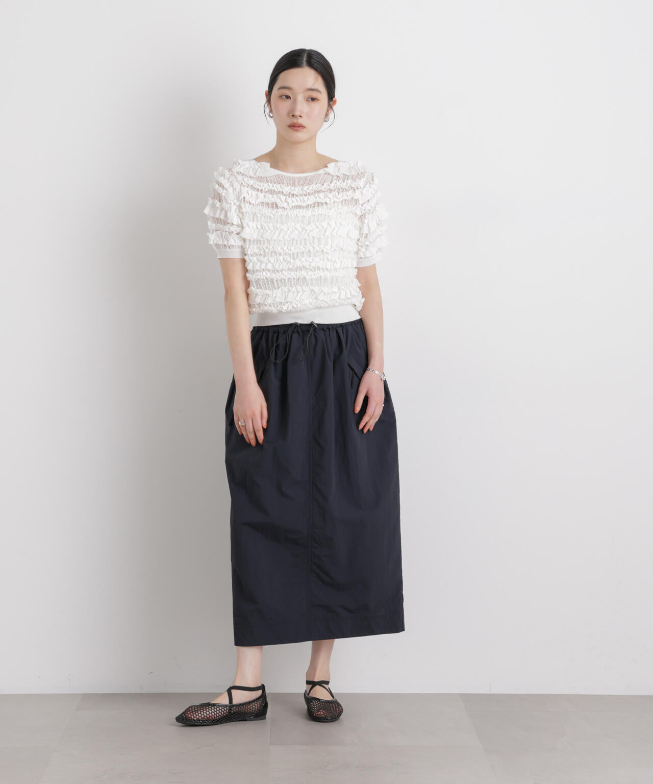 ギャザージップミディスカート 6696130309