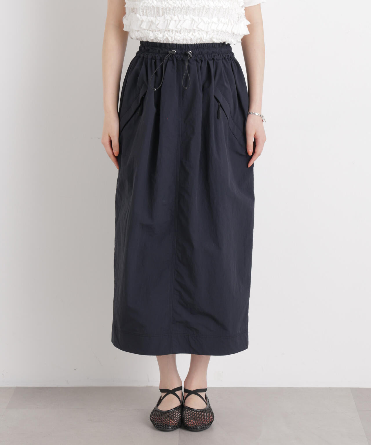 ギャザージップミディスカート 6696130309