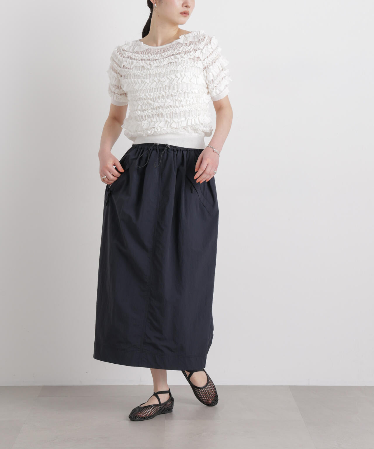 ギャザージップミディスカート