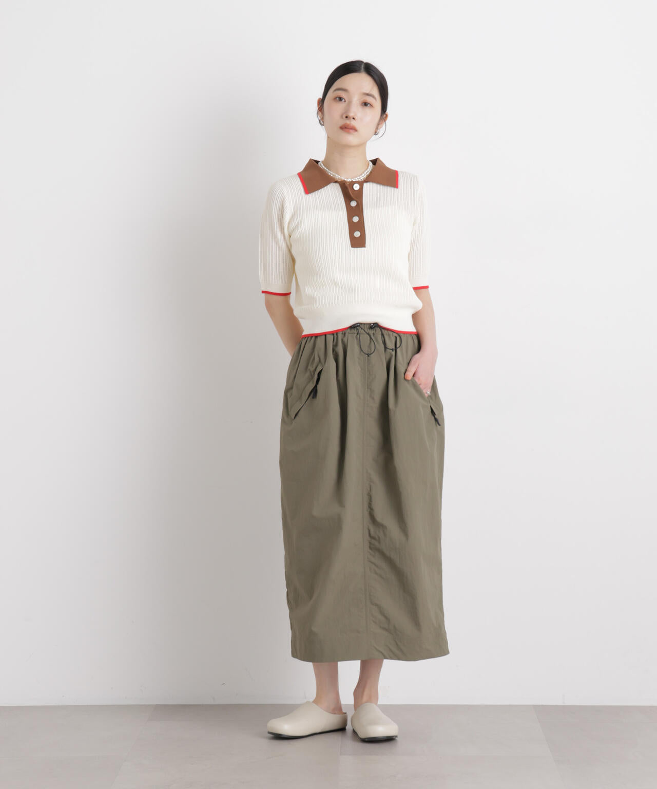 ギャザージップミディスカート 6696130309